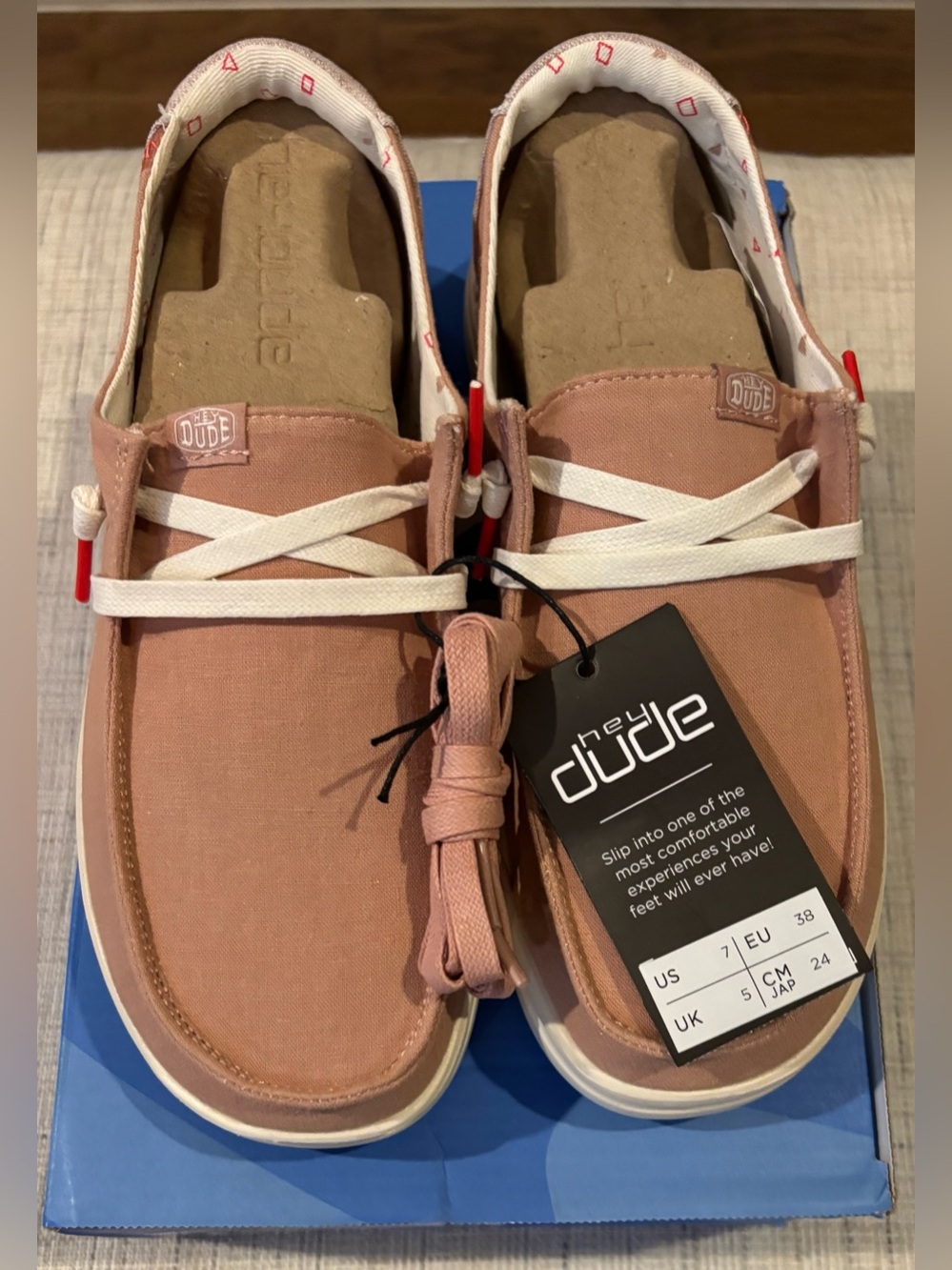 HEYDUDE Women's Wendy Rise Slip-On Shoes in Chambray Rose Sz 7 Brand New in Box